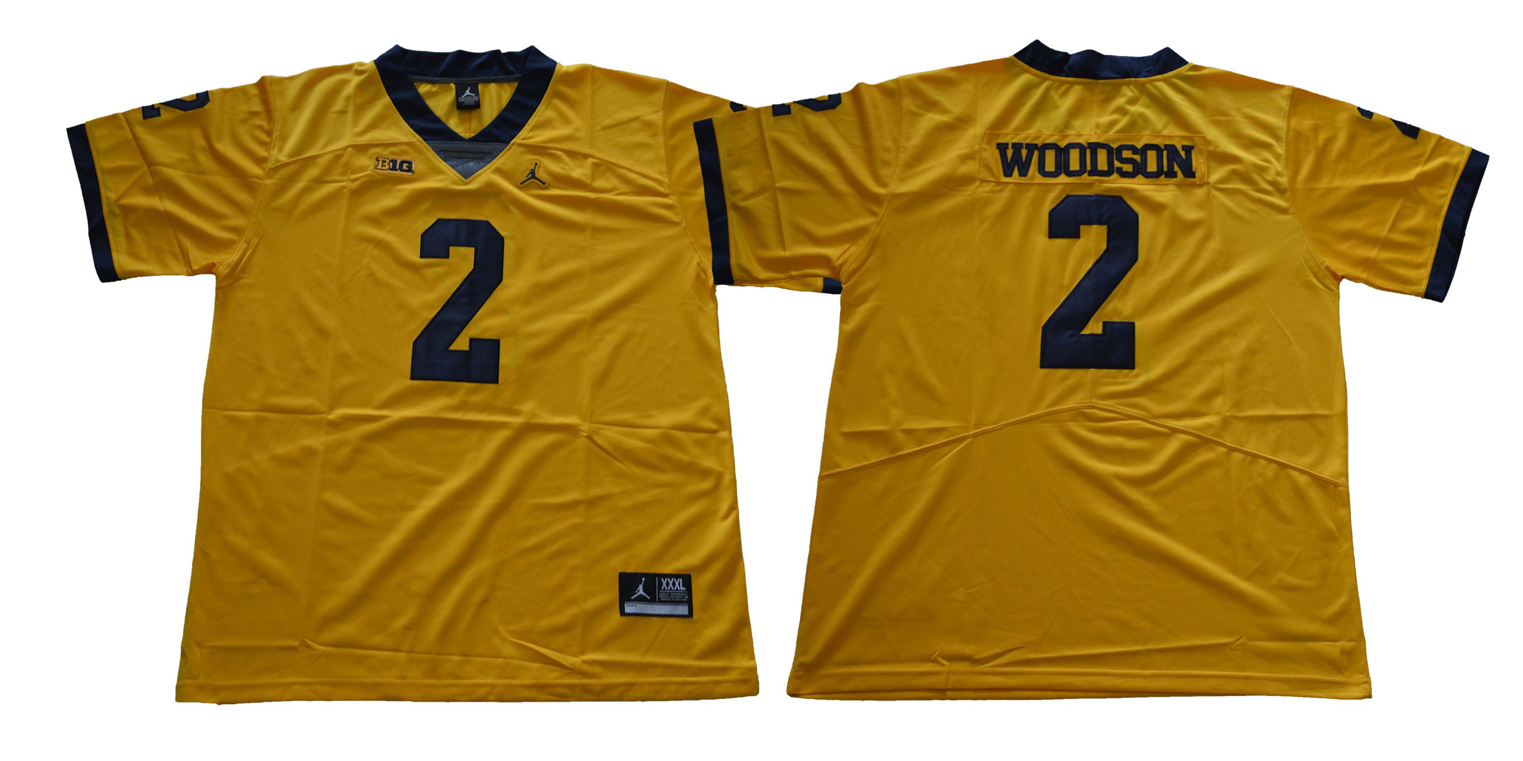 Men Michigan Wolverines 2 Woodson Yellow NCAA Jerseys